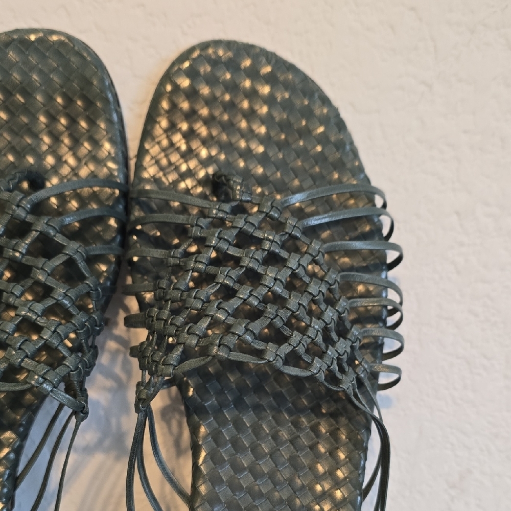Mezlan Green Sandals Comfortable Slip-On Size 8 1/2 EUC Made In Spain - Picture 3 of 15